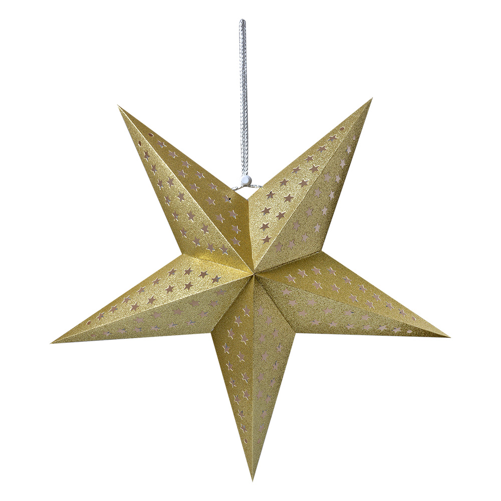[6PA0512L] Weihnachtsdeko Stern Goldfarbig 60x22x60 cm