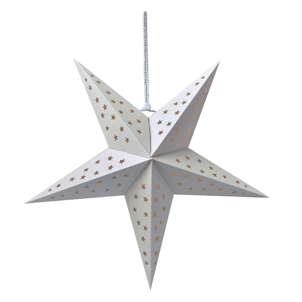 [6PA0512MW] Weihnachtsdeko Stern Weiß 45x15x45 cm