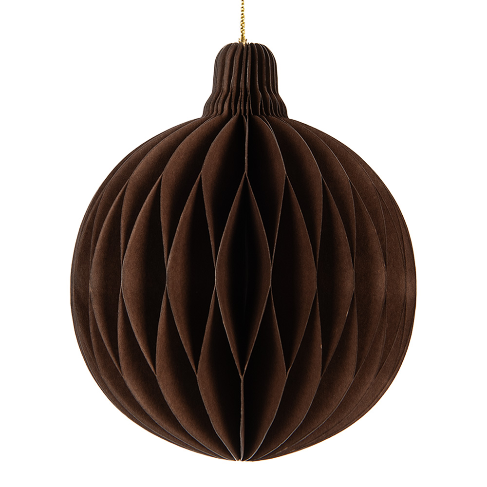[6PA0516CH] Décoration de Noël Boule de Noël en Papier Marron Ø 8x10 cm