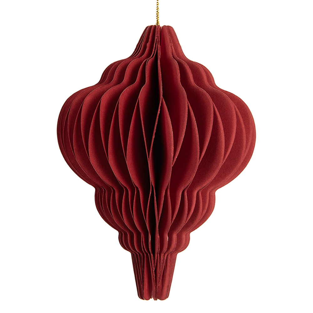 [6PA0518] Decorazione Natalizie Palla di Natale di carta Rosso Ø 7x10 cm