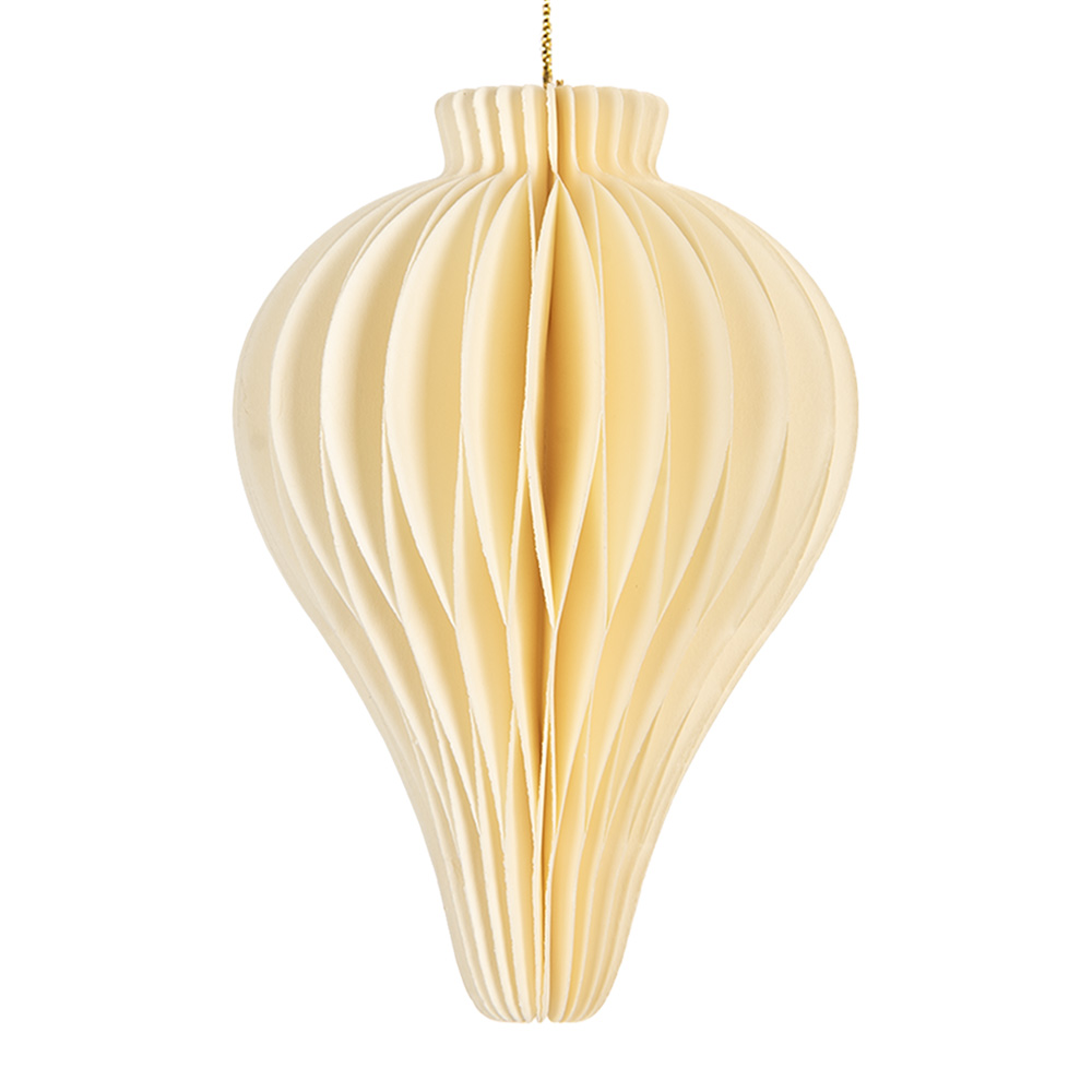 [6PA0522] Weihnachtsdeko Papier-Weihnachtskugel Beige Ø 8x10 cm