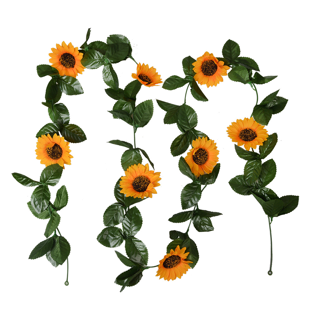 [6PL0356] Kunstbloem zonnebloem guirlande 200x14x5 cm