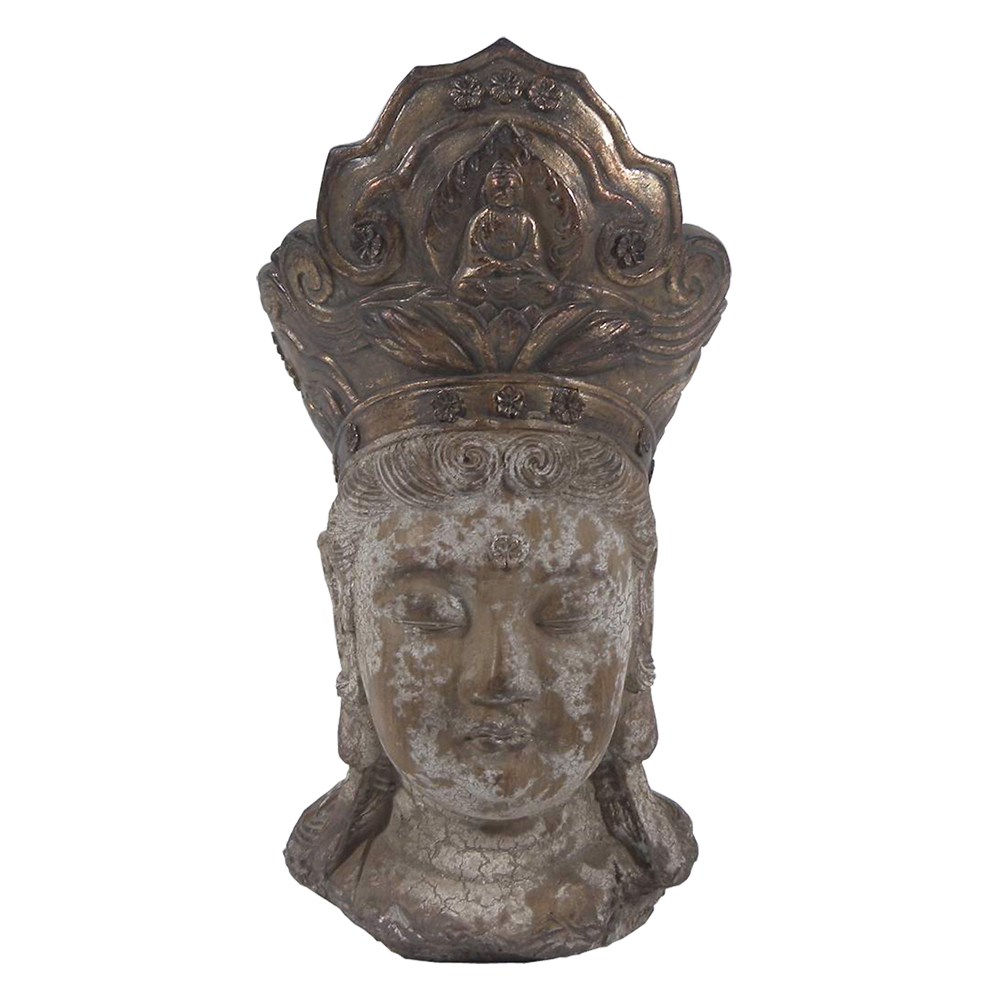 [6PR3621] Statua Decorativa Buddha Marrone, Grigo 12x9x22 cm