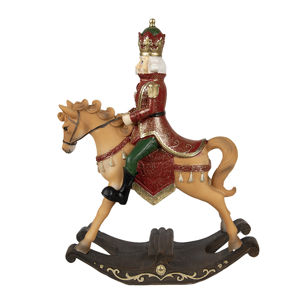 [6PR3910] décoratif cheval à bascule Marron, Rouge 22x9x29 cm