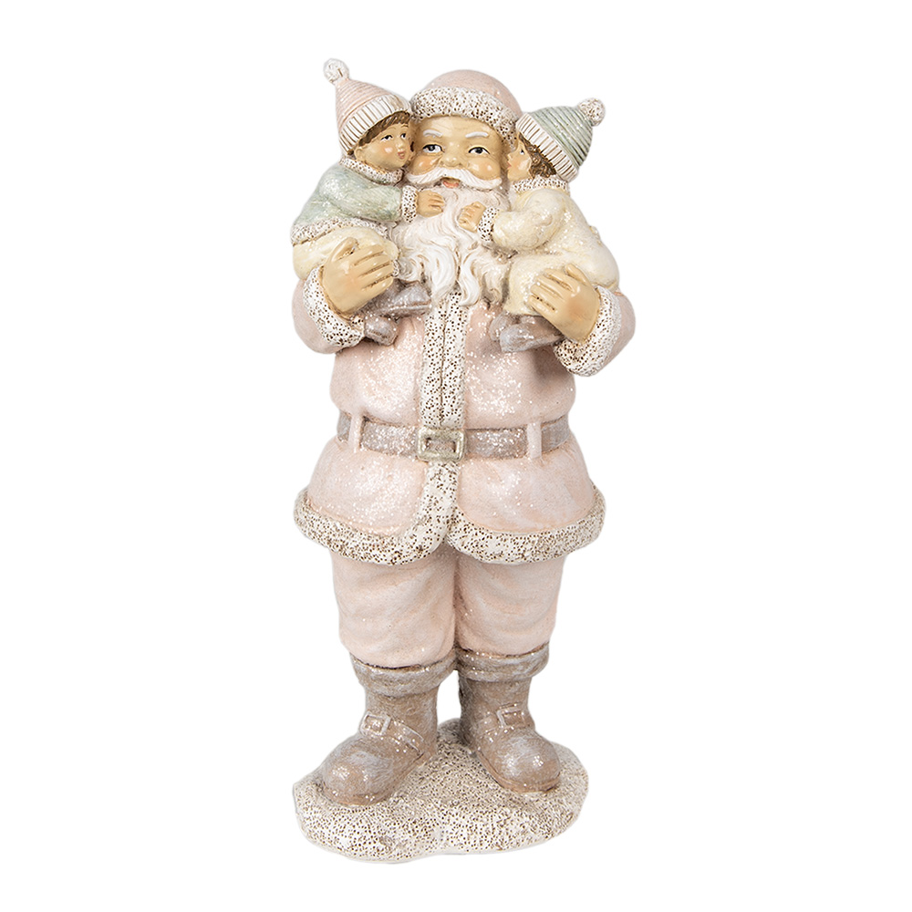 [6PR3933] Decoratie kerstman met kinderen 10x8x21 cm