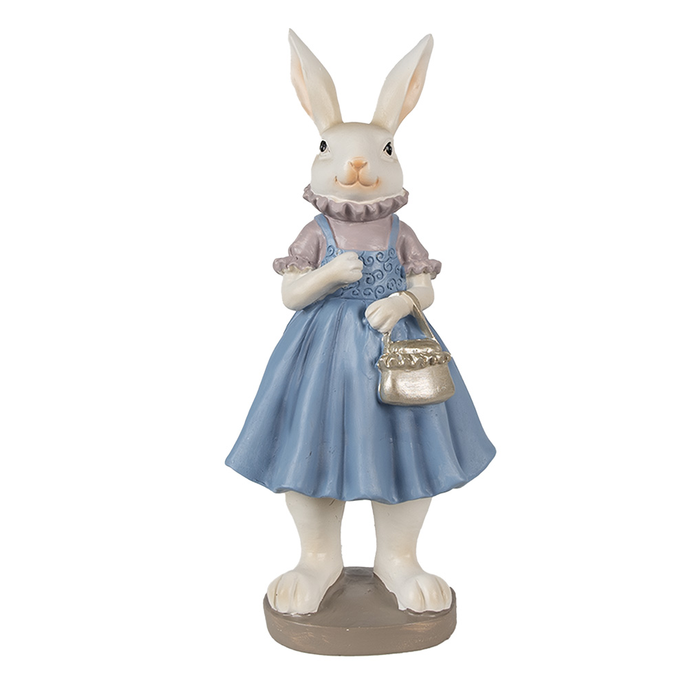 [6PR4016] Deko Kaninchen Beige Blau 12x10x27 cm