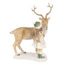 Decorative Child with deer Brown 17x12x22 cm