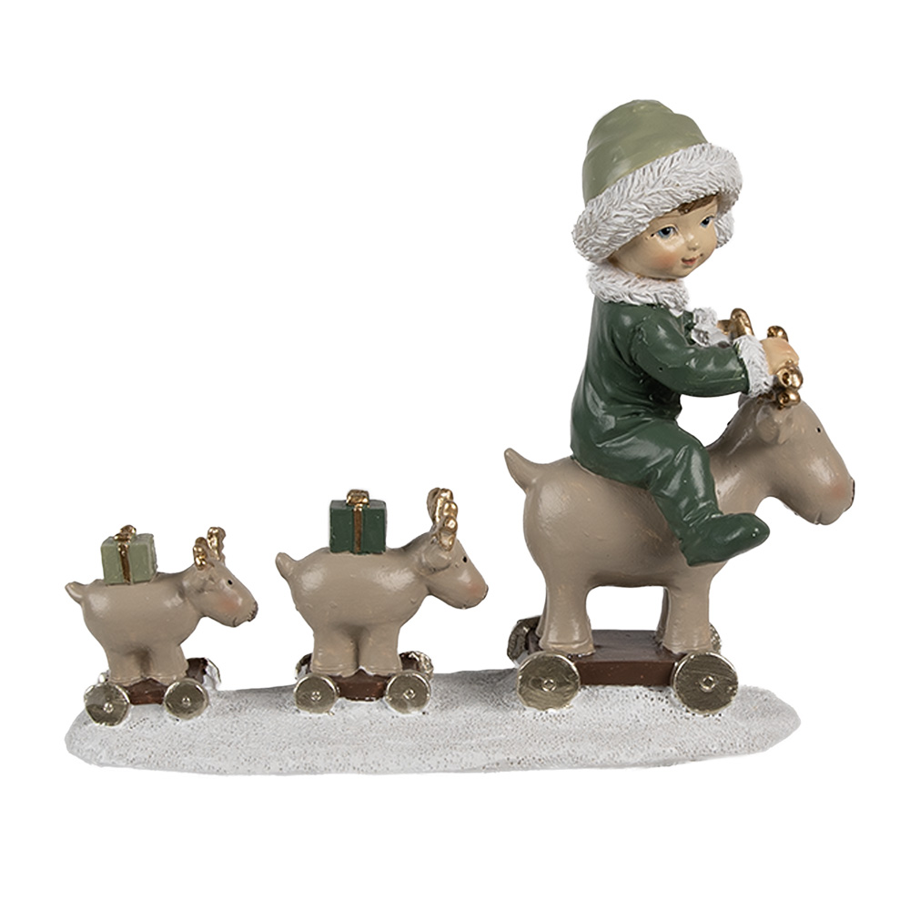 [6PR4188] Decoratie kind op hert 17x8x14 cm