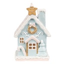 Dekoration Haus mit LED Blau Rosa 9x8x15 cm