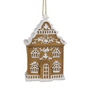 Dekoration Anhänger Haus Braun Weiß 6x4x9 cm