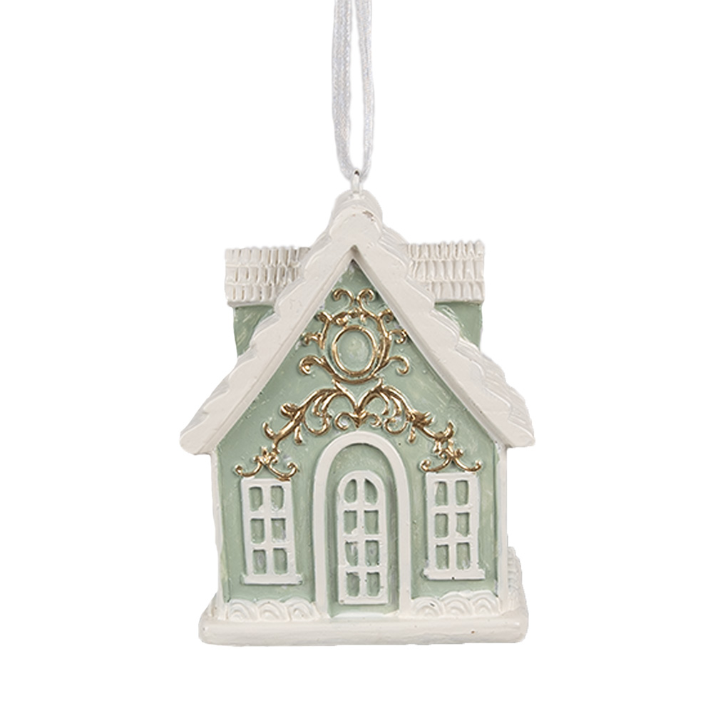 [6PR4214] Décoration pendante d'un maison Vert 6x4x8 cm