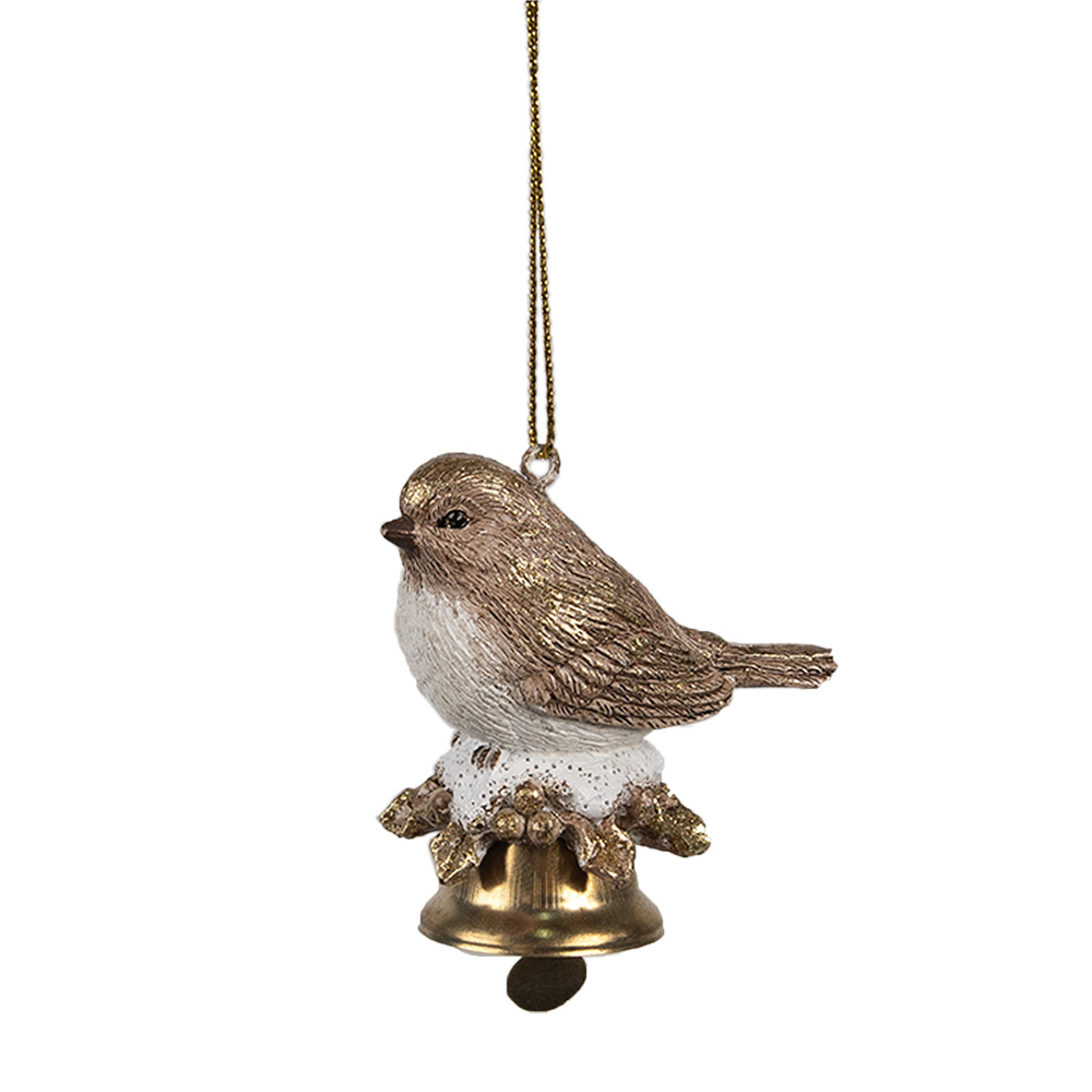 Decoratie hanger vogel op bel 6x4x6 cm
