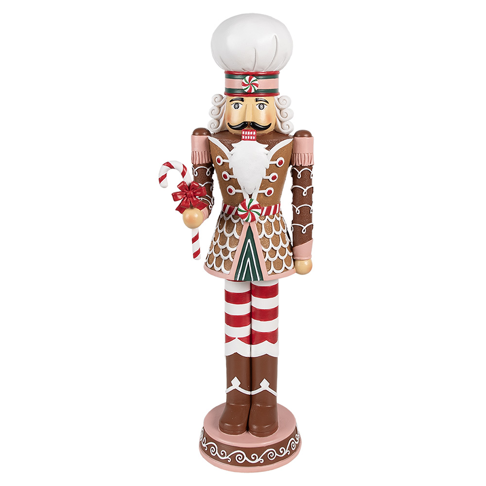 [6PR4256] Weihnachtsdeko Nussknacker Braun Rosa 15x12x46 cm