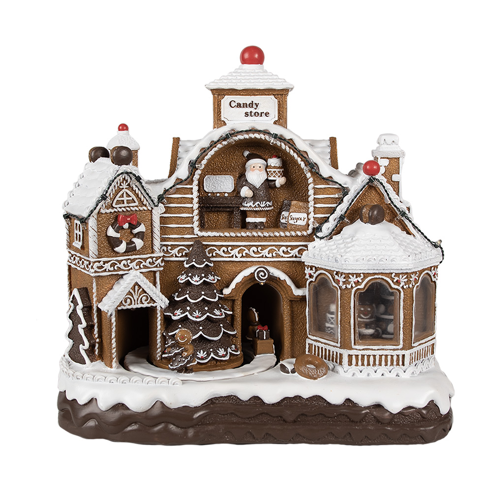 [6PR4313] Decorazione casa con LED Marrone Bianco 33x17x30 cm / 3xAA