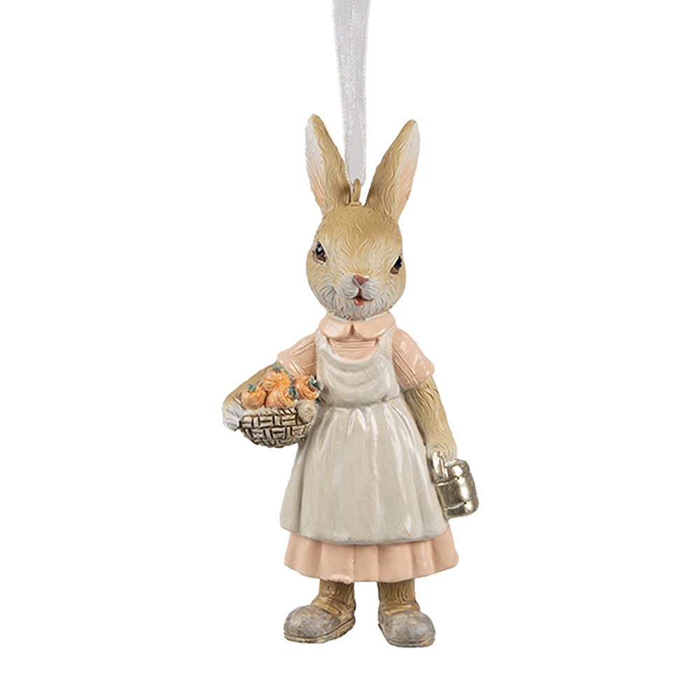 [6PR4404] Pendentif décoratif Lapin Beige Rose 6x3x12 cm