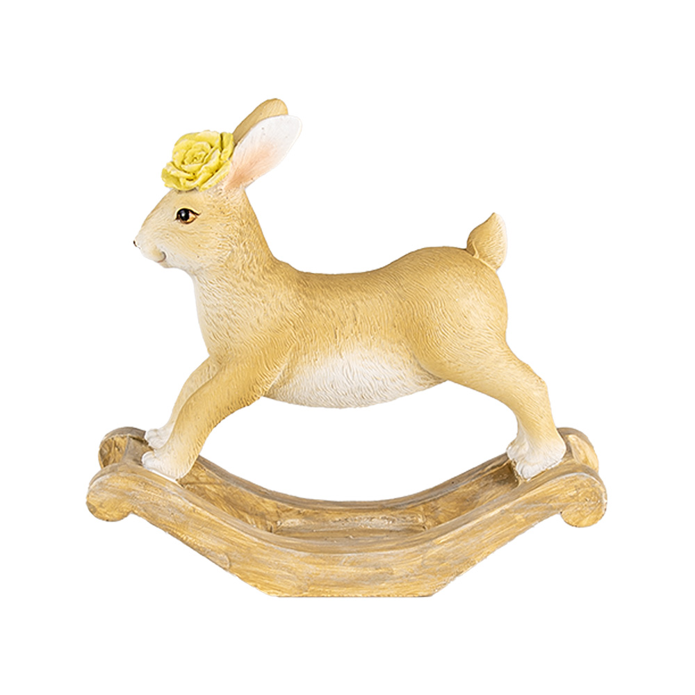 [6PR4410] Statua Decorativa Coniglio Marrone 16x5x14 cm
