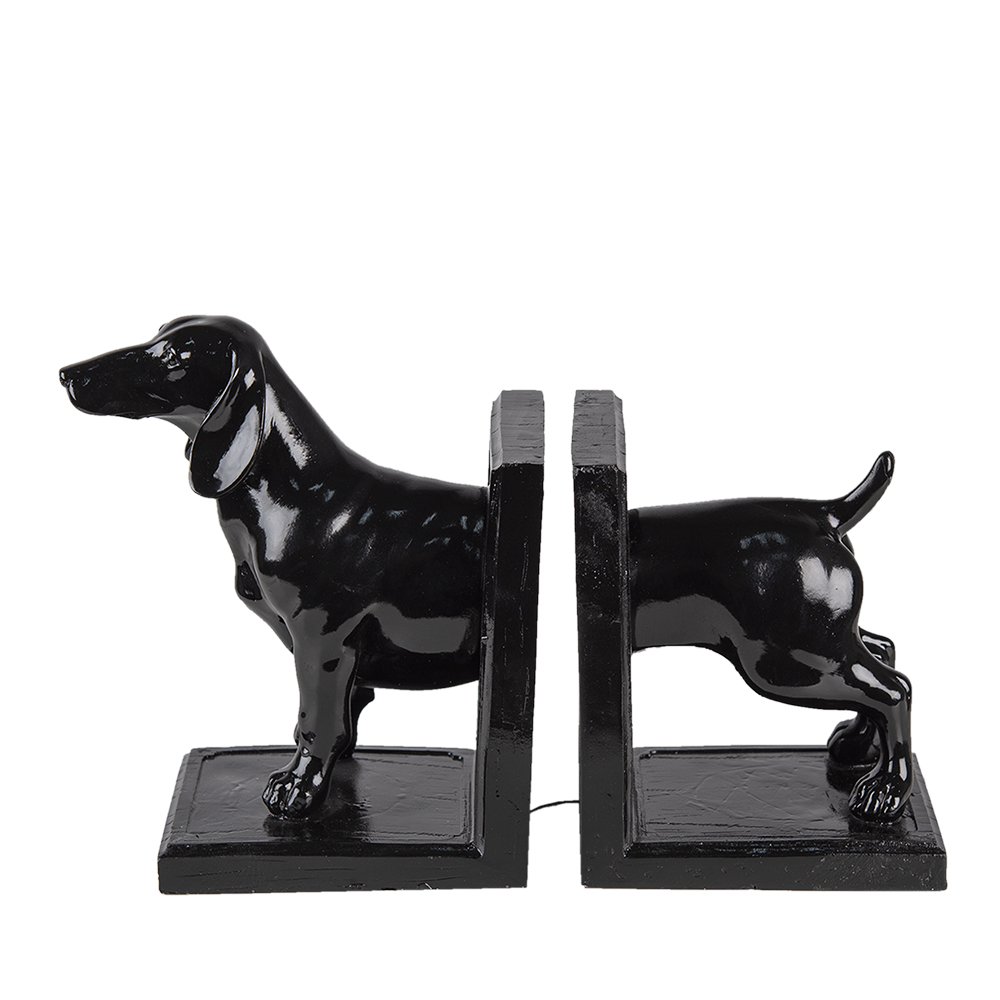 [6PR4623] Set fermalibri da 2 Cane Nero 25x9x15 cm