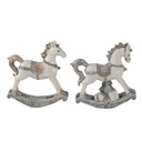 Set di ciondoli decorativi da 2 Cavallo a dondolo Bianco Grigio 7x2x8 cm