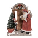 Weihnachtsdeko Standbild Weihnachtsmann mit LED Rot, Braun 18x8x22 cm