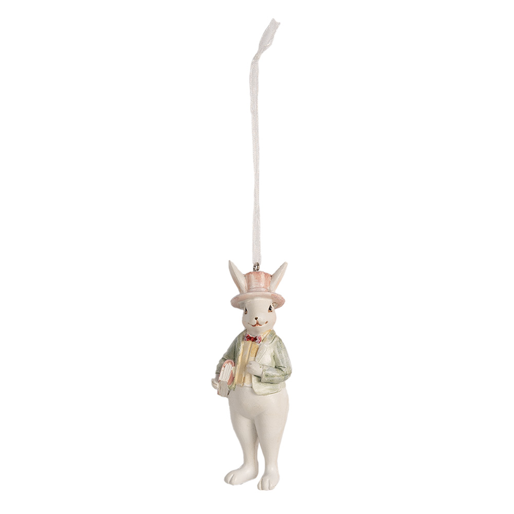 [6PR4989] Anhänger Kaninchen Weiß Grün 4x4x10 cm