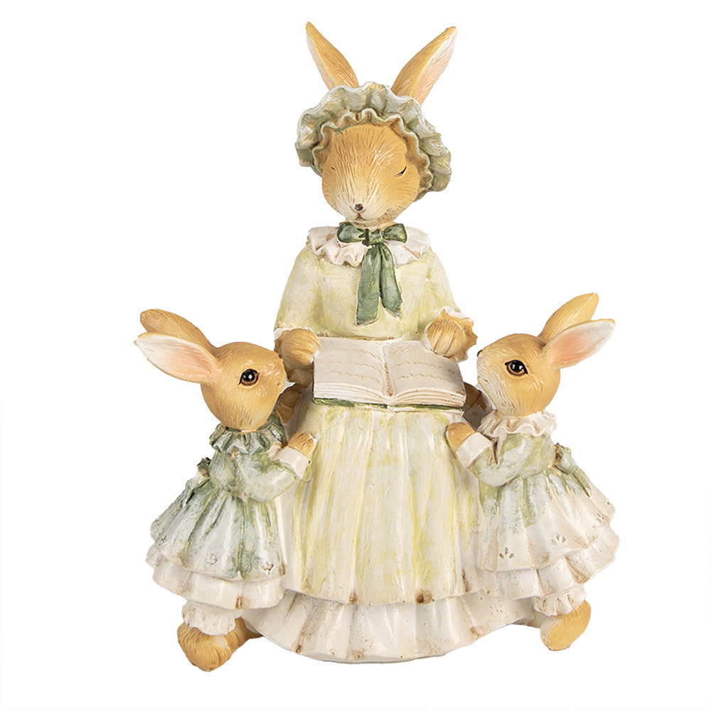[6PR5022] Décoration Lapin Marron Vert 14x10x19 cm