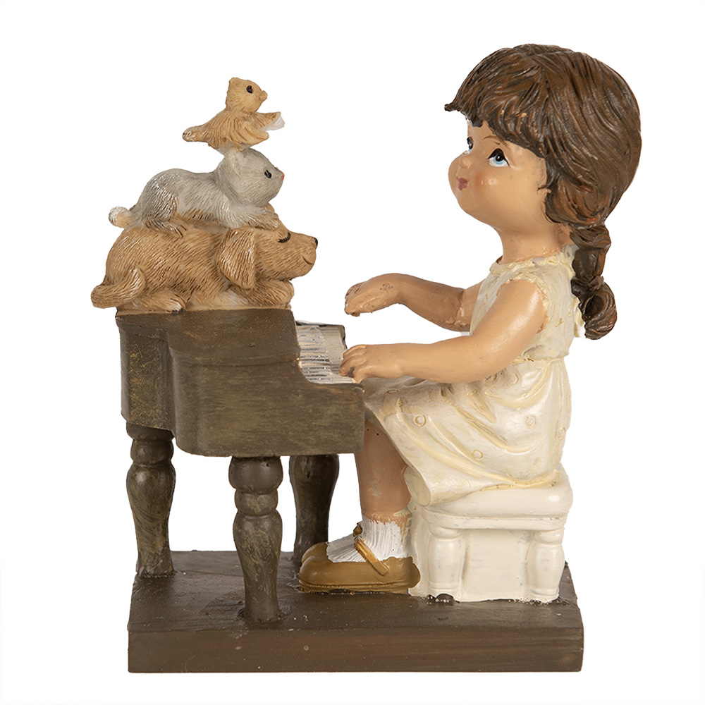 [6PR5029] Decoratie kind met piano 10x6x10 cm