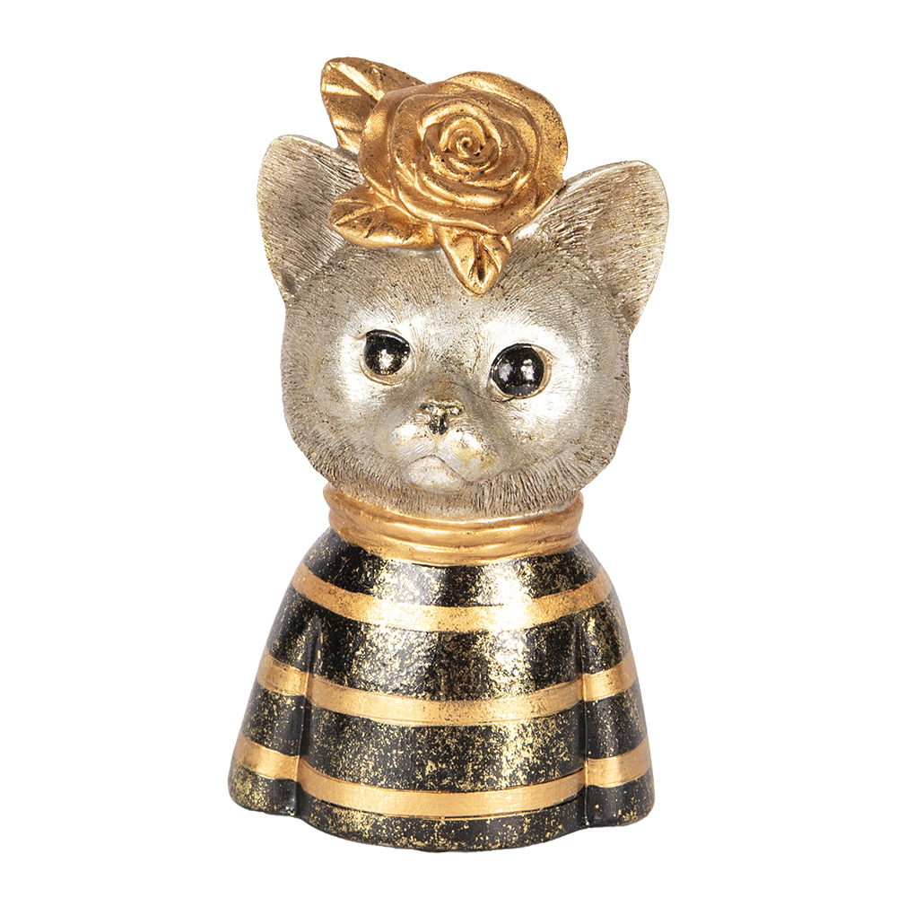 [6PR5074] Deko Katze Goldfarbig Braun 11x9x18 cm