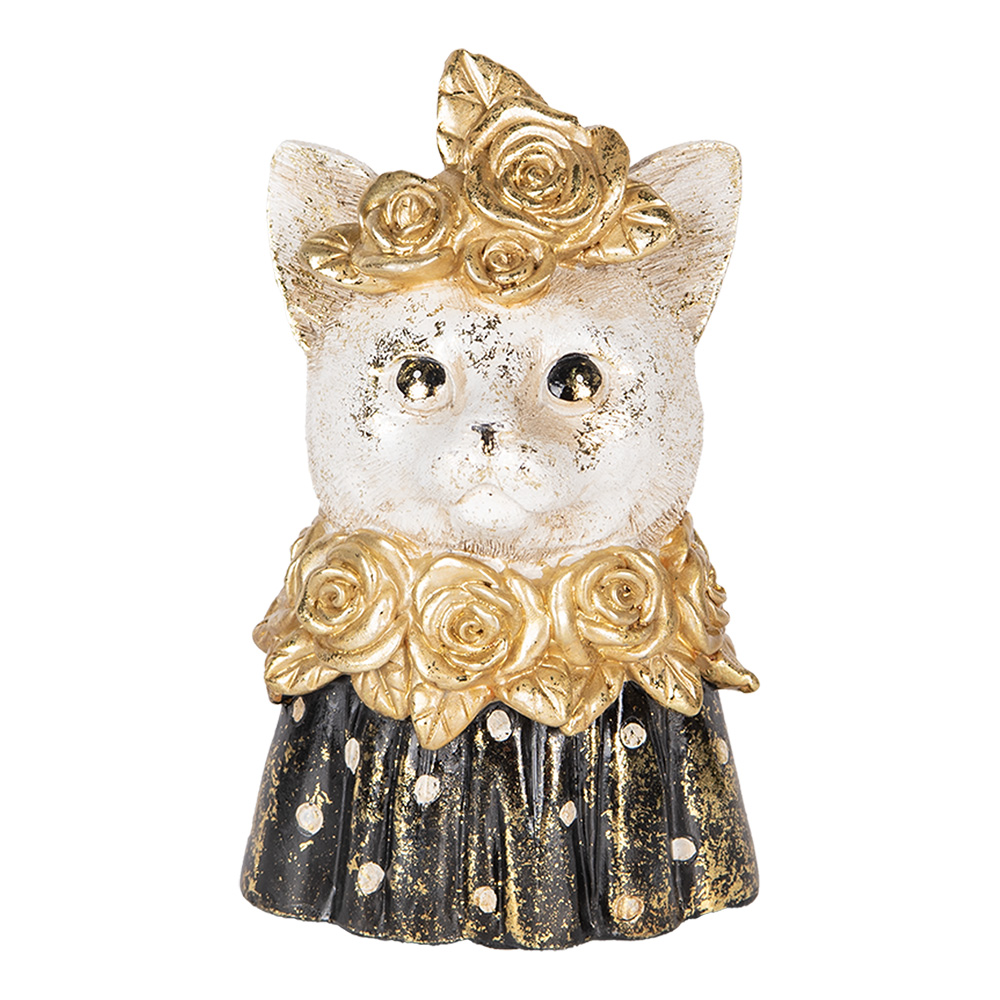 [6PR5076] Deko Katze Weiß Schwarz 12x10x18 cm