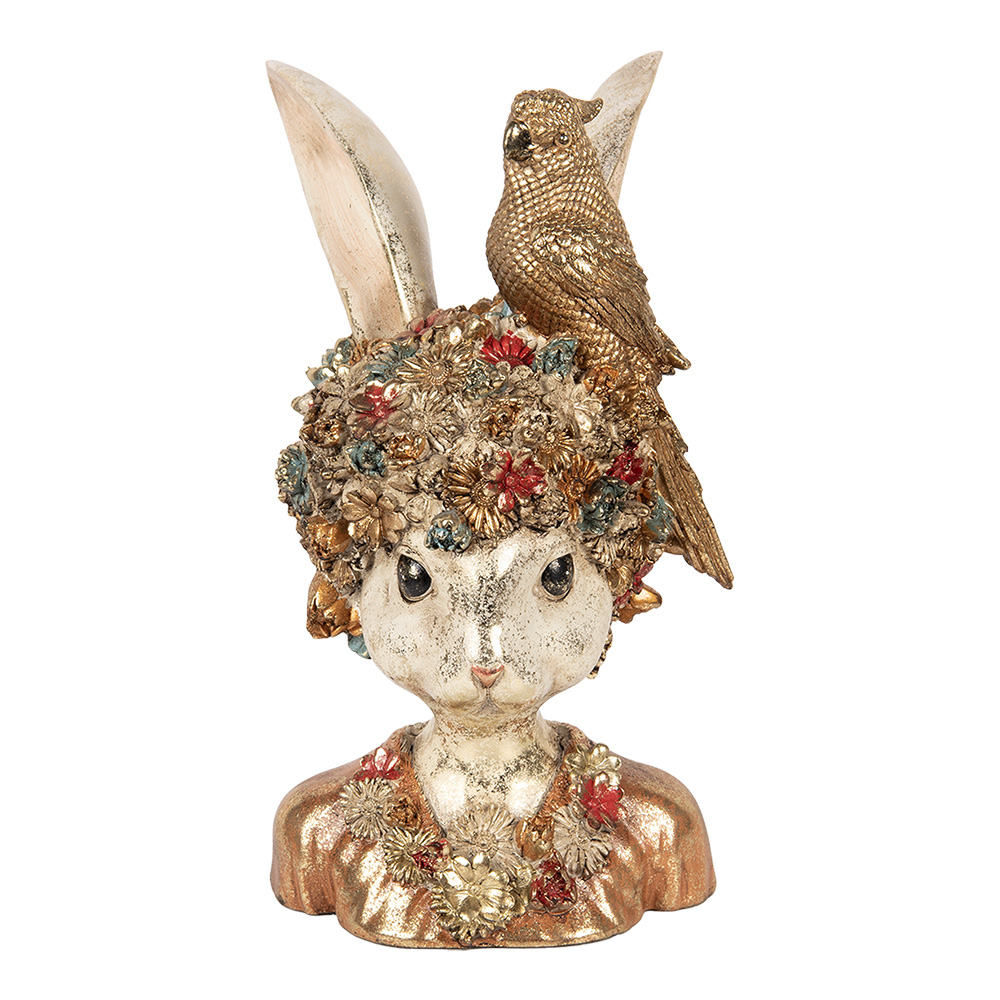 [6PR5090] Statua Decorativa Coniglio Bianco Color oro 22x22x34 cm