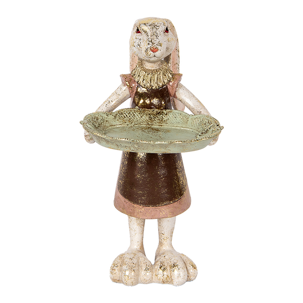 [6PR5136] Decoratie konijn met schaal 15x15x29 cm