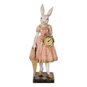 Statua Decorativa Coniglio Bianco Rosa 14x11x34 cm