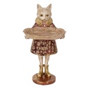 Decoration Cat Beige Red 16x14x27 cm