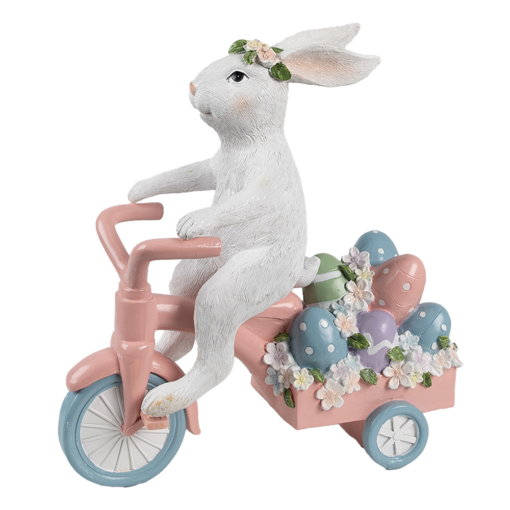 Decoratie konijn op fiets 29x12x31 cm