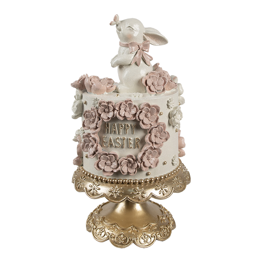 [6PR5229] Dekoration Torte Weiß Rosa Goldfarbig Ø 18x32 cm