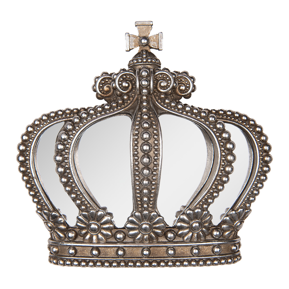 [6PR5297] Wanddecoratie kroon met spiegel 25x6x24 cm