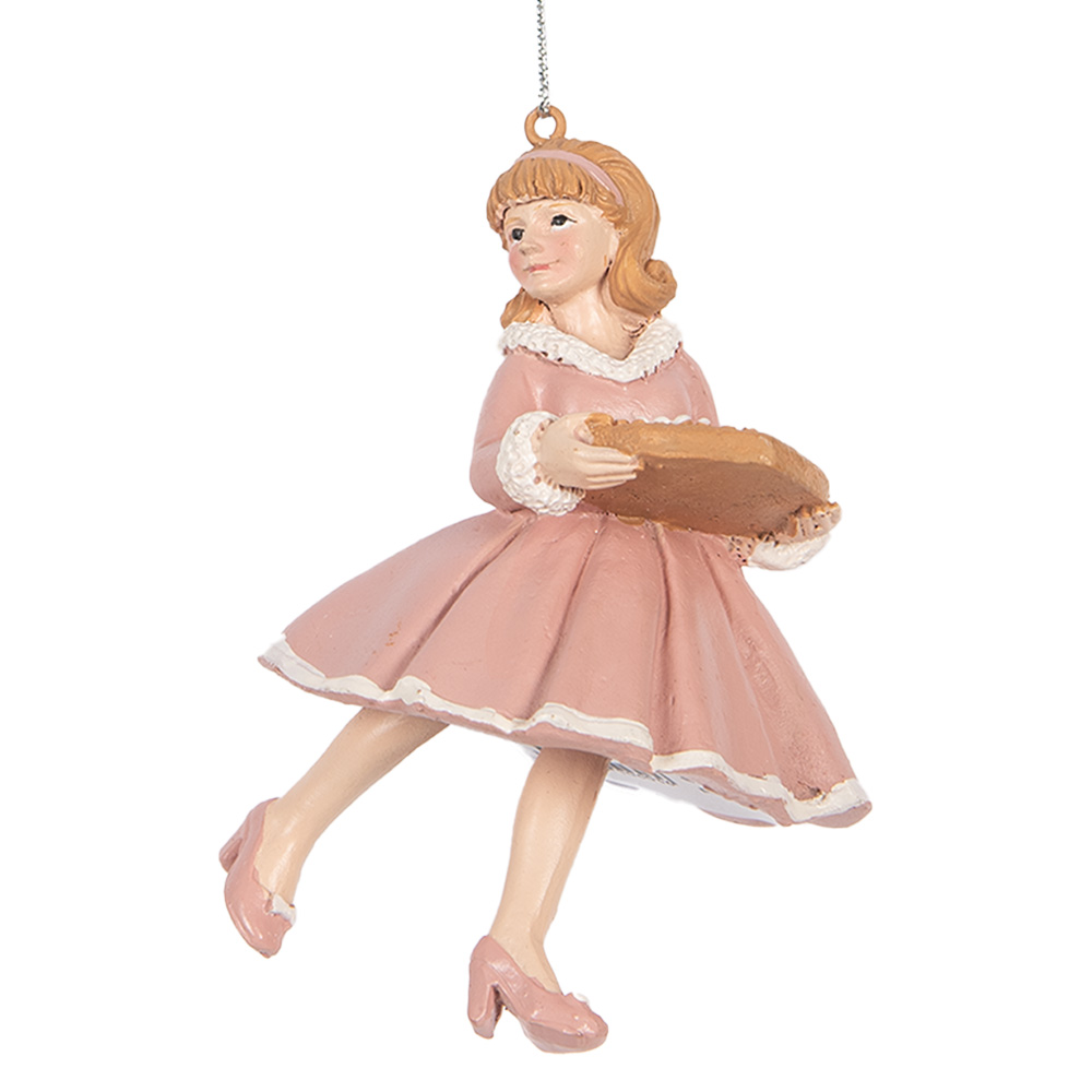 [6PR5303] Decorazione pendente Ballerina Rosa Beige 7x7x11 cm