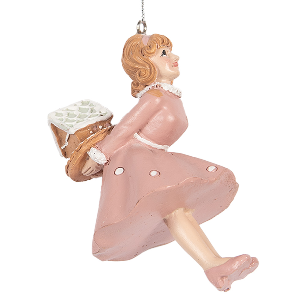 [6PR5304] Decorazione pendente Ballerina Rosa Beige 6x6x10 cm