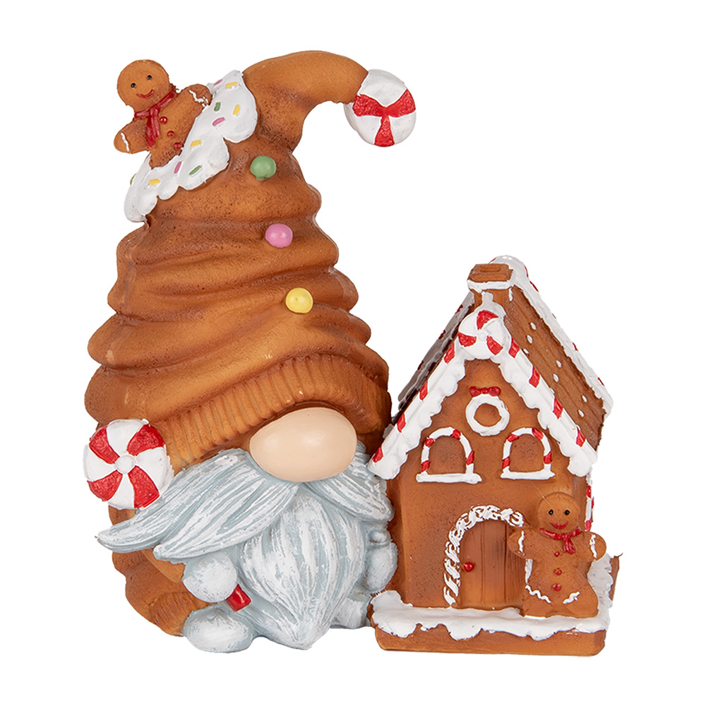 [6PR5309] Image de décoration gnome avec LED Marron Bleu 14x9x15 cm