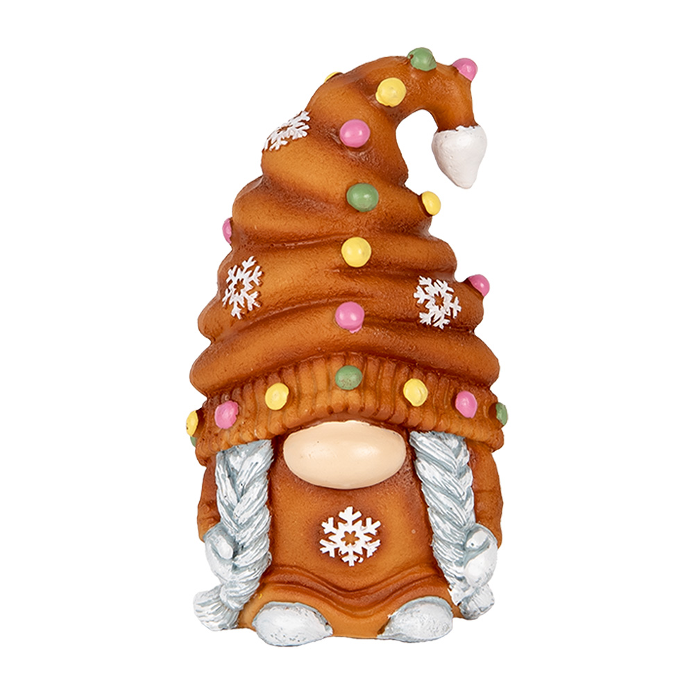 [6PR5311] Decoration Statue Gnome Brown Blue 8x8x13 cm