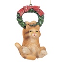 Decoration pendant Cat Brown Green 6x5x9 cm