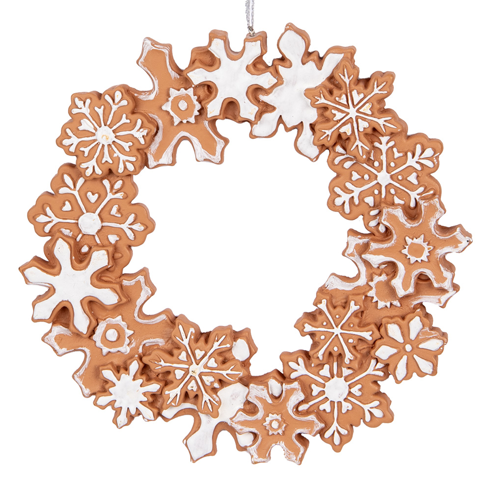 [6PR5321] Décoration pendentif Couronne Marron Blanc Ø 18x2 cm