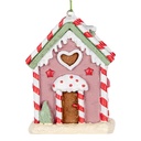 Ciondolo di decorazione di una casetta Rosa Bianco 6x4x8 cm
