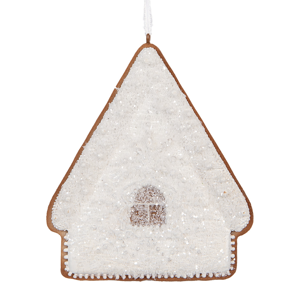 [6PR5328] Dekoration Anhänger Haus Weiß Braun 9x1x10 cm