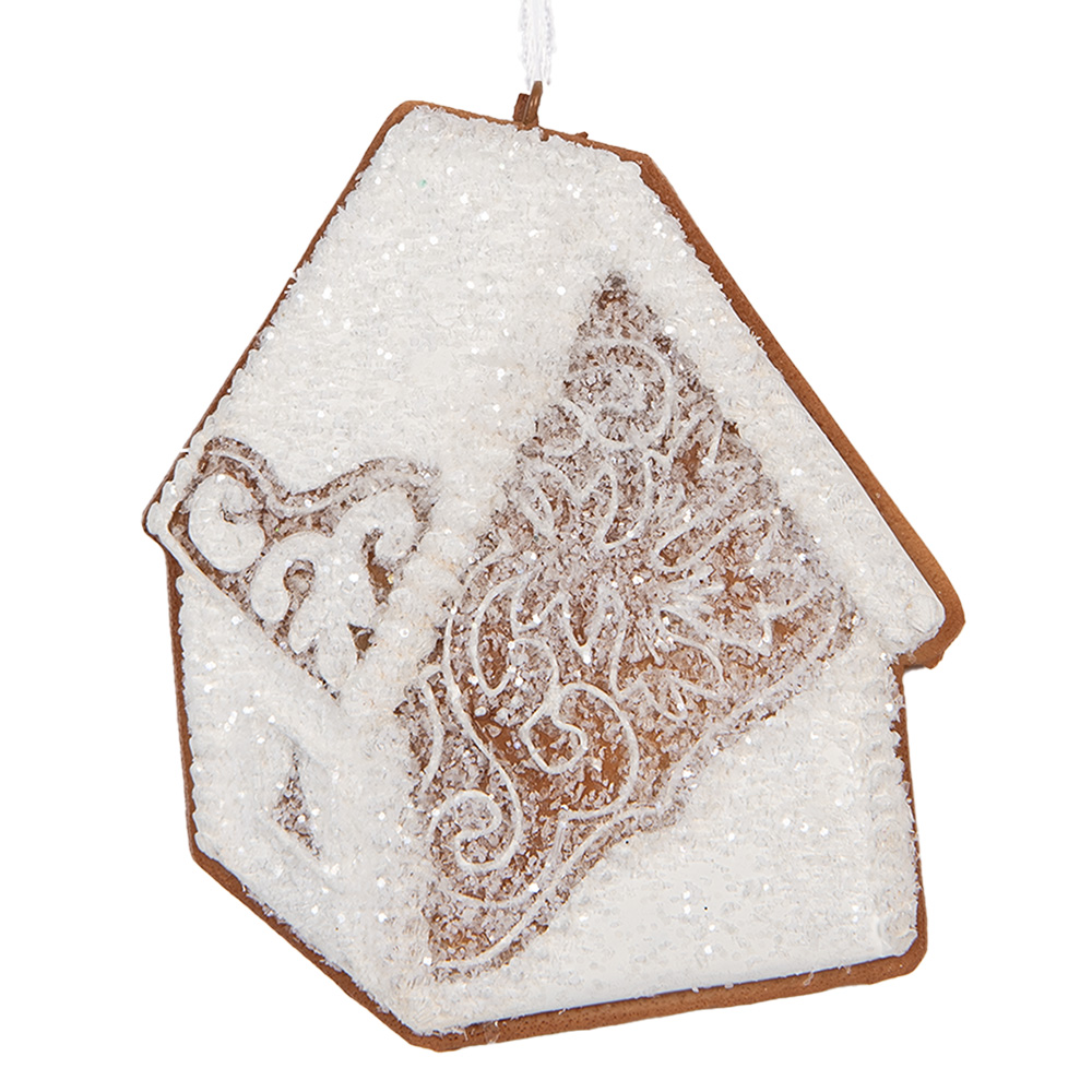 [6PR5334] Ciondolo di decorazione di una casetta Bianco Marrone 9x1x10 cm