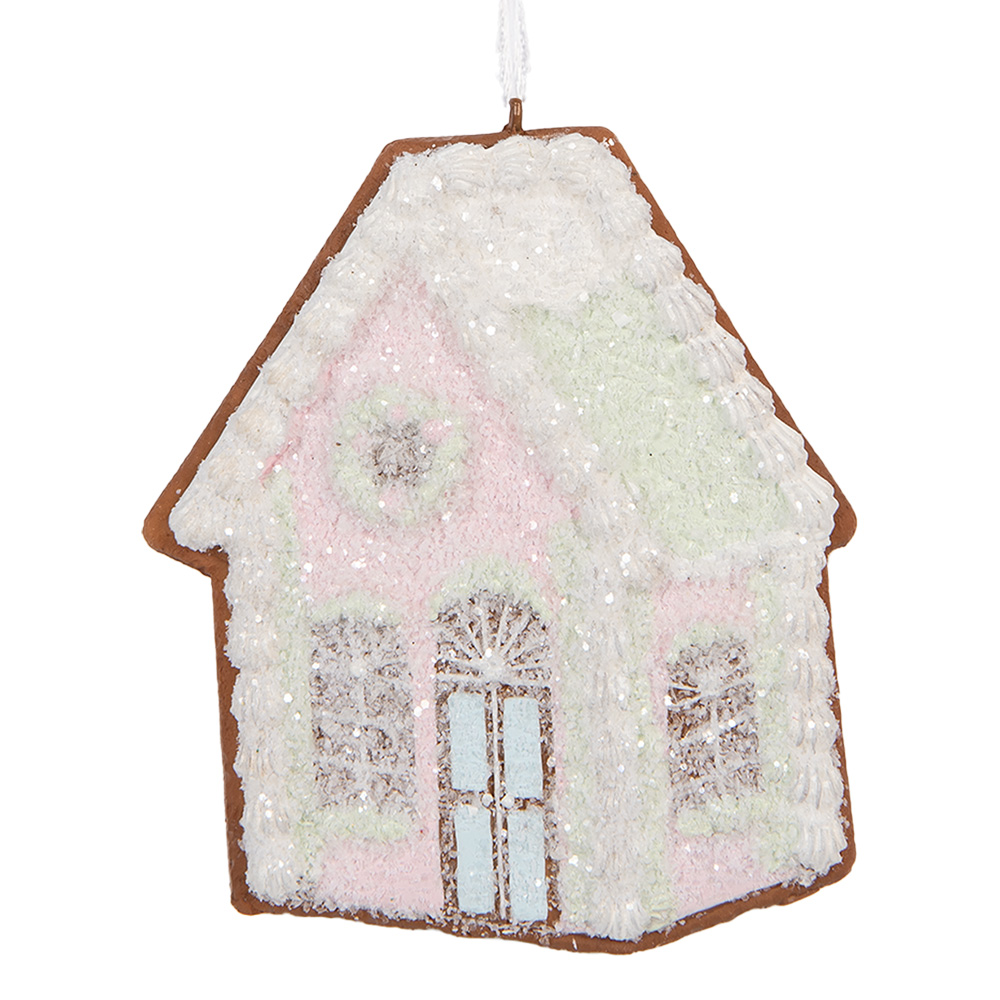 [6PR5335] Décoration pendante d'un maison Rose Vert 9x1x10 cm
