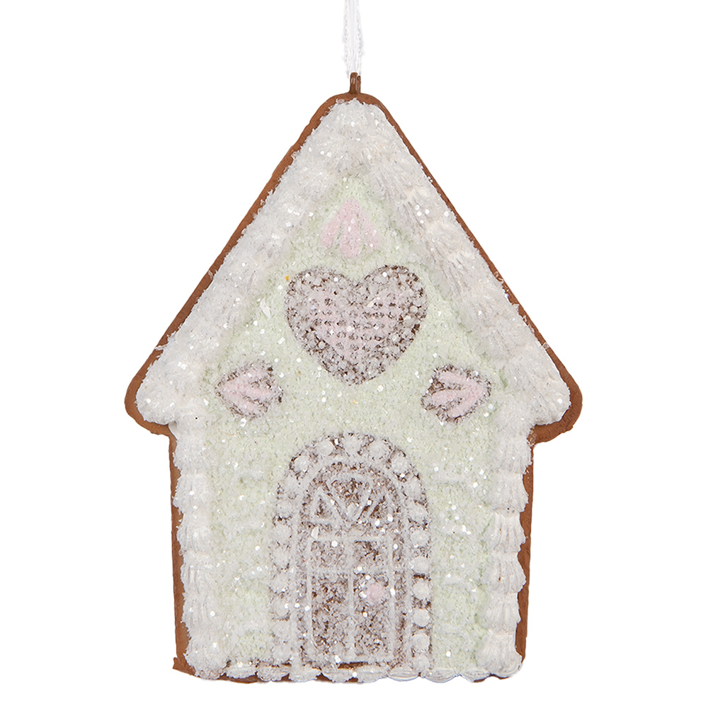 [6PR5336] Décoration pendante d'un maison Vert Blanc 8x1x10 cm