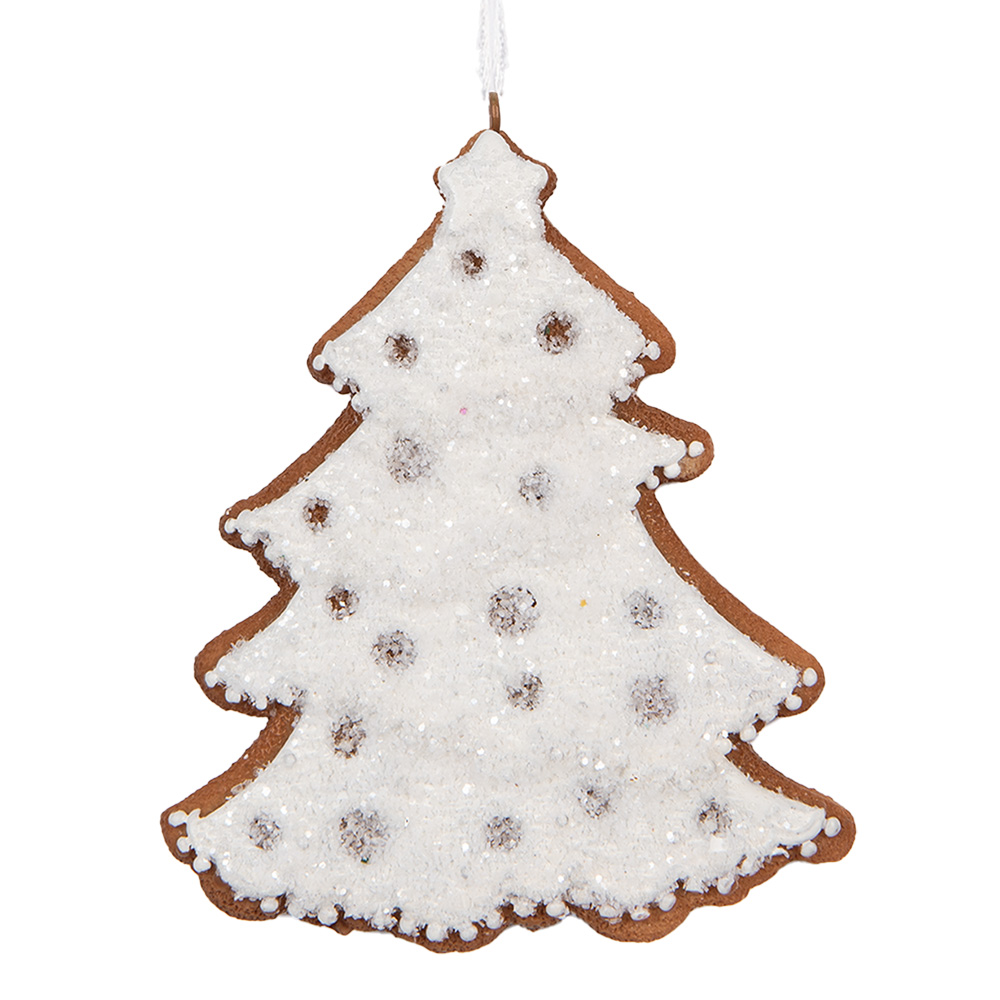 [6PR5348] Décoration pendante arbre de Noël Blanc Marron 9x1x10 cm