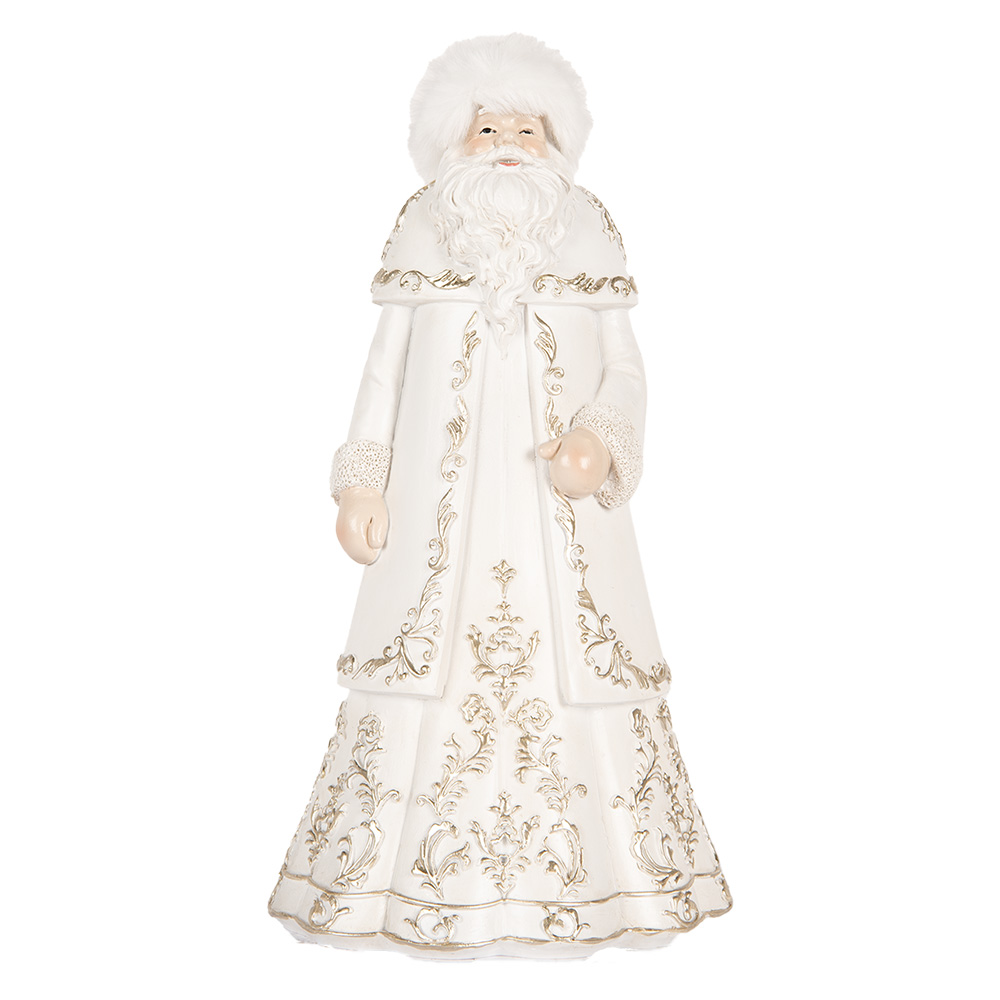 [6PR5367] Weihnachtsdeko Weihnachtsmann Weiß Grau 13x10x25 cm