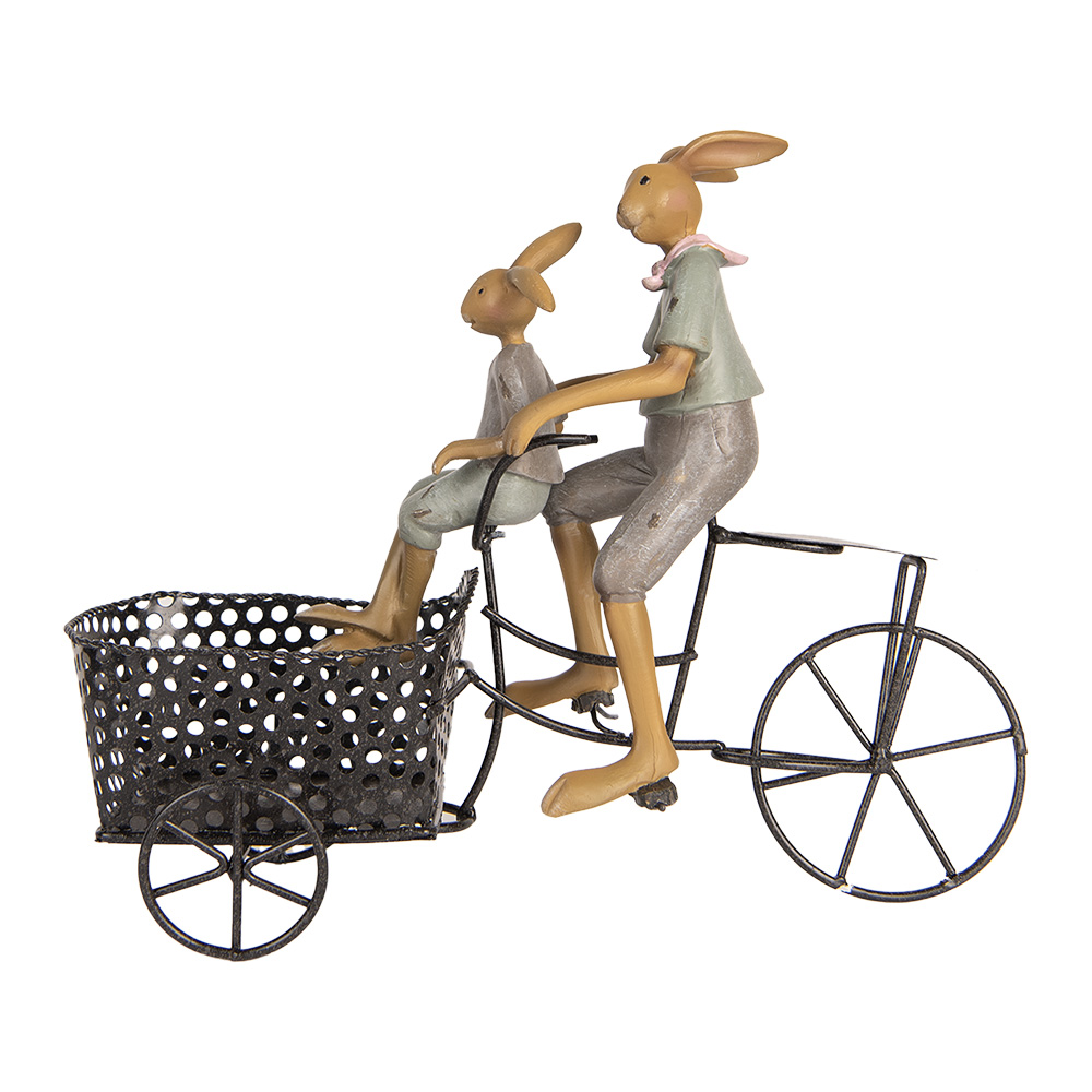 [6PR5421] Decoratie konijn op fiets 28x12x23 cm