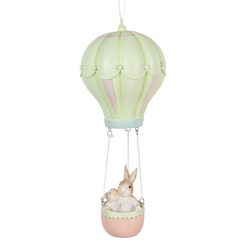 [6PR5474] Décoration pendentif Lapins Beige Vert Ø 14x34 cm